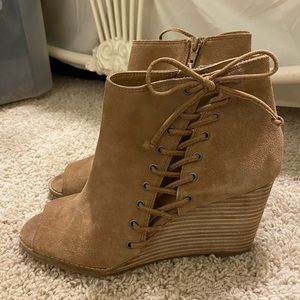 NWOT: Wedge Peep Toe Booties
